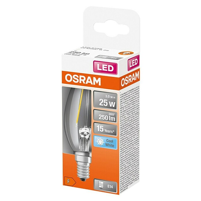 Osram Retrofit LED žarulja Classic B  (E14, Bez prigušivanja, Hladna bijela, 250 lm, 2,5 W) | BAUHAUS