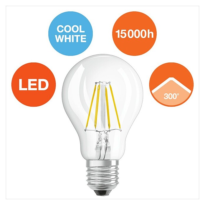 Osram Star LED žarulja  (E27, Bez prigušivanja, Hladna bijela, 470 lm, 4 W) | BAUHAUS