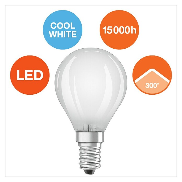 Osram Retrofit LED žarulja  (E14, Bez prigušivanja, Hladna bijela, 470 lm, 4 W, Mat) | BAUHAUS
