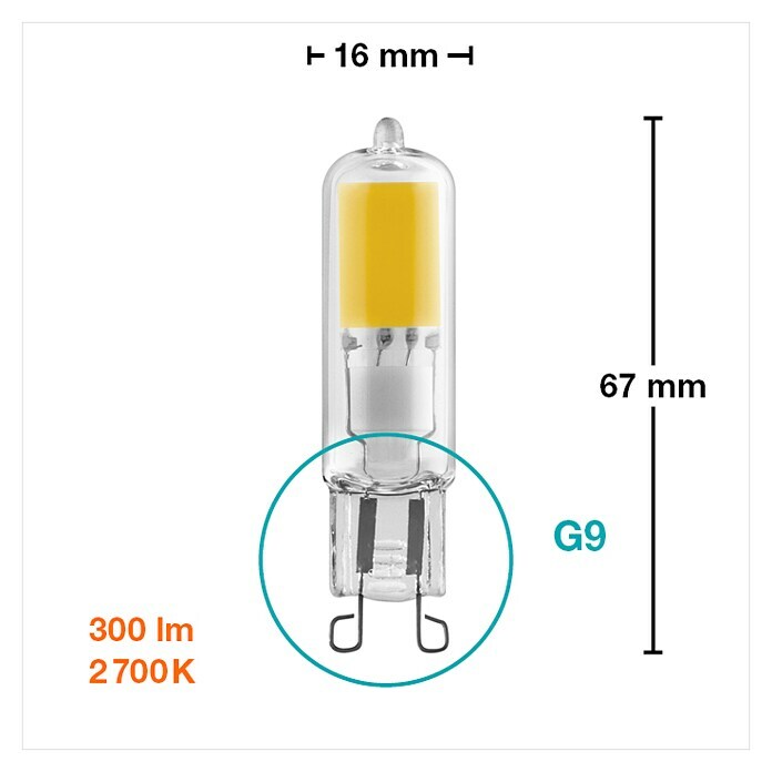 Osram LED-Lampe Pin G9 (G9, Nicht Dimmbar, Warmweiß, 300 lm, 30 W) | BAUHAUS