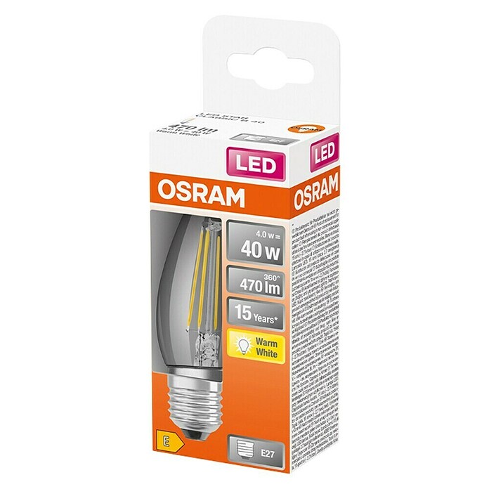 Osram Retrofit LED žarulja  (E27, Bez prigušivanja, Topla bijela, 470 lm, 4 W, Boja: Prozirno) | BAUHAUS
