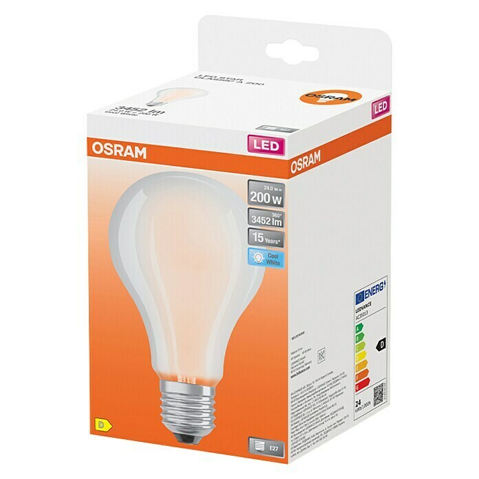 Osram LED-Lampe Glühlampenform E27 matt (E27, Nicht Dimmbar, Kaltweiß, 3.452 lm, 24 W) | BAUHAUS