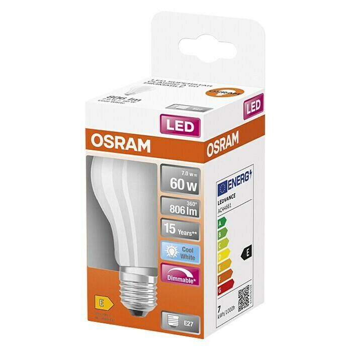 Osram Superstar LED-Leuchtmittel Classic A 60 (E27, 7 W, A60, 806 Lm)