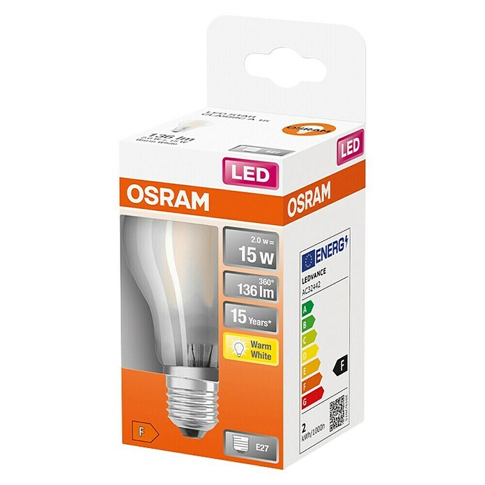 Osram Retrofit LED žarulja  (E27, Bez prigušivanja, Topla bijela, 136 lm, 1,5 W) | BAUHAUS