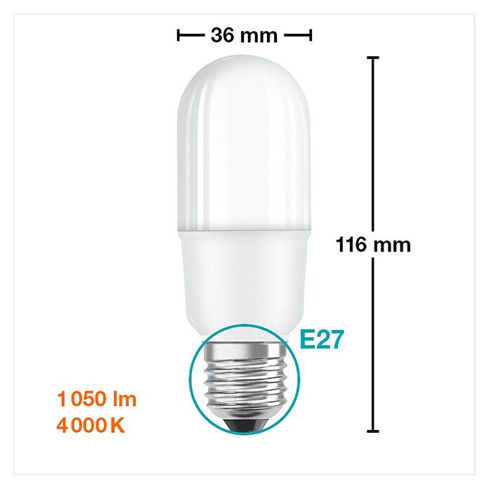 Osram Star LED žarulja  (E27, Bez prigušivanja, Hladna bijela, 1.050 lm, 10 W) | BAUHAUS