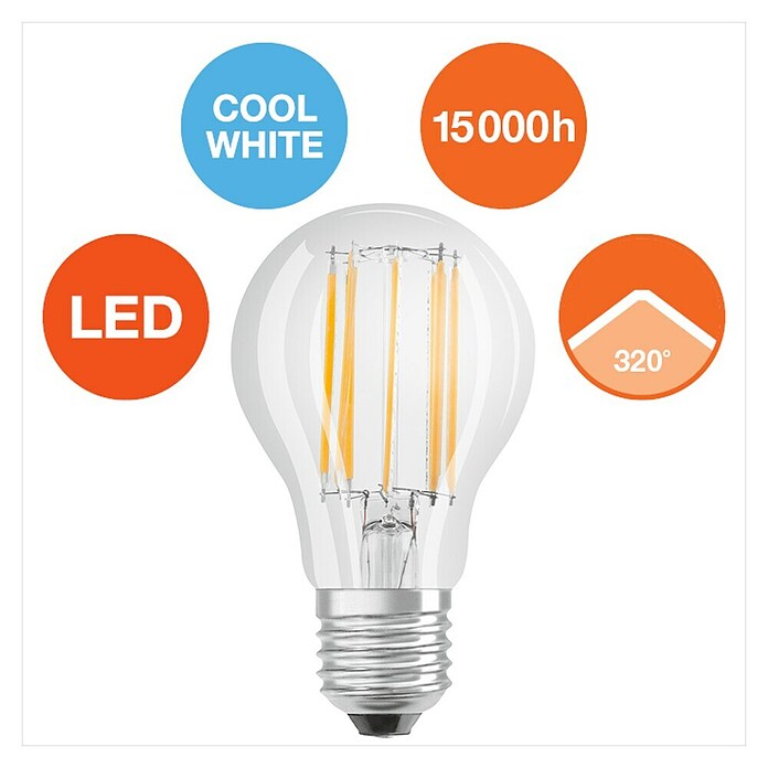 Osram Retrofit LED žarulja  (E27, Bez prigušivanja, Hladna bijela, 1.521 lm, 10 W) | BAUHAUS