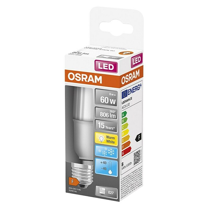 Osram Star LED žarulja CL60 Stick Ice  (E27, Bez prigušivanja, Topla bijela, 806 lm, 8 W) | BAUHAUS