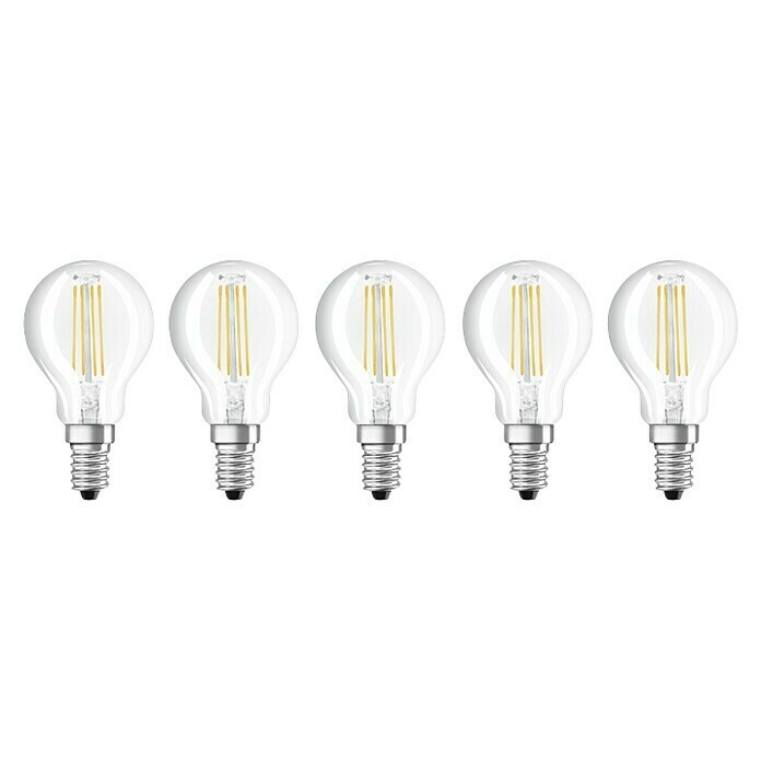 Osram Retrofit LED-Lampen Set Tropfenform E14 klar (E14, Nicht Dimmbar, Warmweiß, 470 lm, 4 W, 5 Stk.) | BAUHAUS