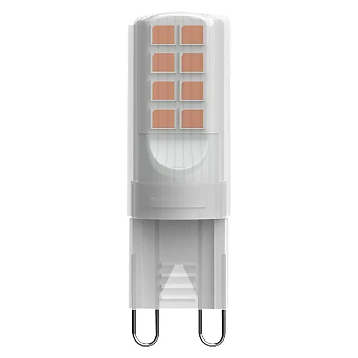 Osram LED-Lampe Pin G9 - G9, Nicht Dimmbar, Warmweiß, 290 lm, 28 W - Nahaufnahme einer G9 LED Lampe mit mehreren kleinen LED-Chips für energieeffiziente Beleuchtung.
