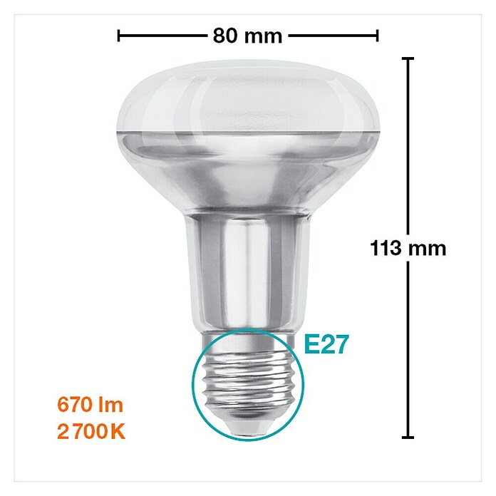 Osram Star LED žarulja  (E27, Bez prigušivanja, Topla bijela, 670 lm, 9,1 W) | BAUHAUS