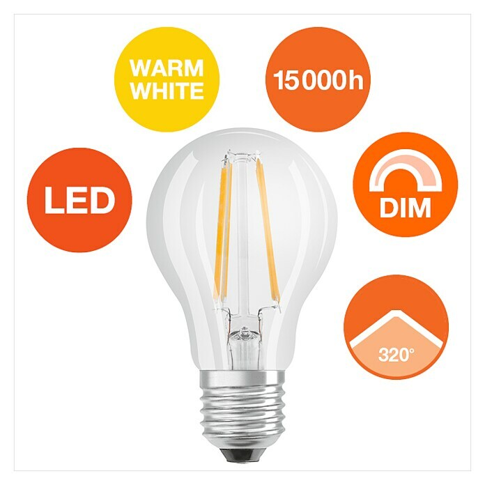 Osram LED žarulja Retrofit Classic A  (E27, Može se prigušiti, Topla bijela, 806 lm, 7 W) | BAUHAUS