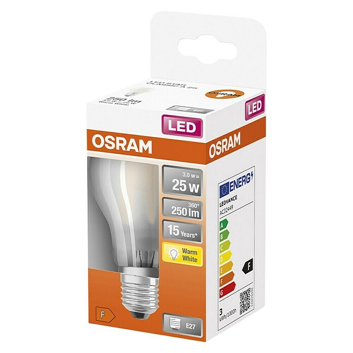 Osram Retrofit LED žarulja mat  (E27, Bez prigušivanja, Topla bijela, 250 lm, 2,5 W) | BAUHAUS