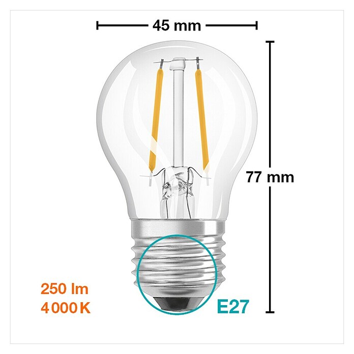 Osram Retrofit LED žarulja  (E27, Bez prigušivanja, Hladna bijela, 250 lm, 2,5 W) | BAUHAUS