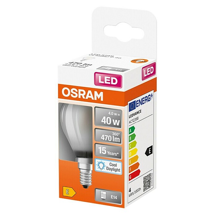 Osram Retrofit LED žarulja  (E14, Bez prigušivanja, Bijele boje dnevnog svjetla, 470 lm, 4 W, Mat) | BAUHAUS