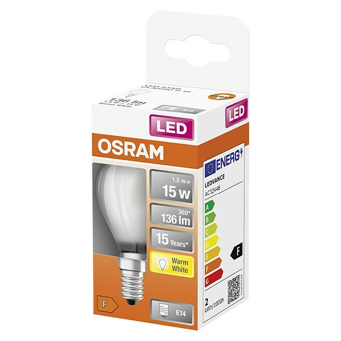 Osram Retrofit LED žarulja  (E14, Bez prigušivanja, Topla bijela, 136 lm, 1,5 W) | BAUHAUS