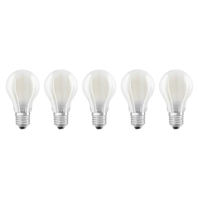 Osram Star LED-Lampen Set Glühlampenform E27 matt - E27, Nicht Dimmbar, Warmweiß, 806 lm, 7 W, 5 Stk., Matt - Fünf matte LED-Glühbirnen der Energieklasse A mit E27-Sockel für warmweißes Licht und eine lange Lebensdauer. Perfekt für stimmungsvolle Beleuchtung.