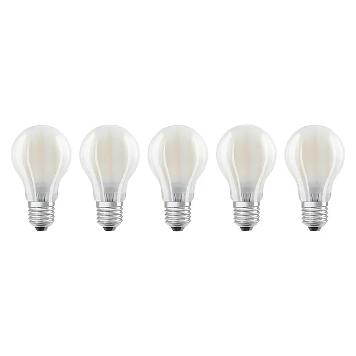 Osram Star LED-Lampen Set Glühlampenform E27 mattE27, Nicht Dimmbar, Warmweiß, 806 lm, 7 W, 5 Stk., Matt - Fünf matte LED-Glühbirnen der Energieklasse A mit E27-Sockel für warmweißes Licht und eine lange Lebensdauer. Perfekt für stimmungsvolle Beleuchtung.