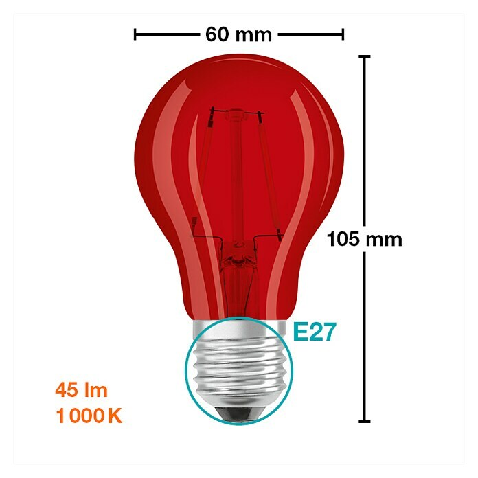 Osram Star LED svjetiljka (1,6 W, E27, Boja svjetla: Crvena, Bez prigušivanja, Kruškoliko)