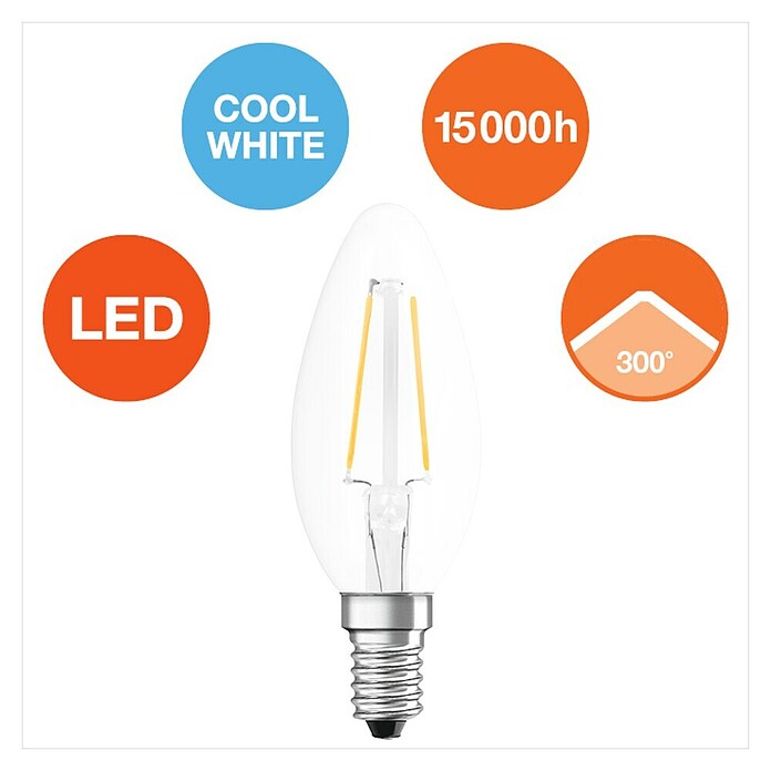 Osram Retrofit LED žarulja Classic B  (E14, Bez prigušivanja, Hladna bijela, 250 lm, 2,5 W) | BAUHAUS