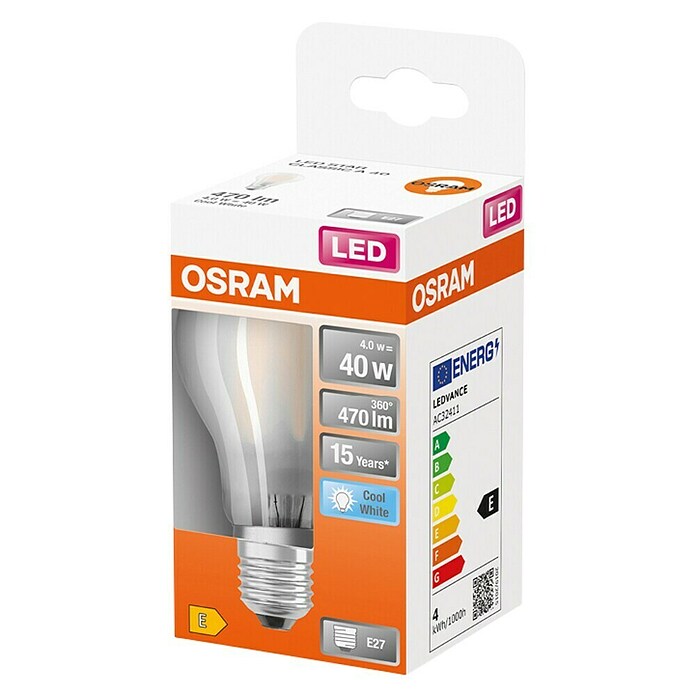 Osram Retrofit LED žarulja Classic A 40 mat  (E27, Bez prigušivanja, Hladna bijela, 470 lm, 4 W) | BAUHAUS