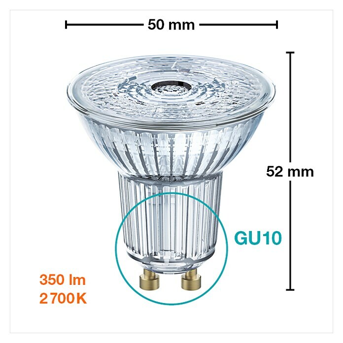 Osram LED-Leuchtmittel PAR16 (3 Stk., 3,6 W, GU10, Warmweiß, Energieeffizienzklasse: A+)