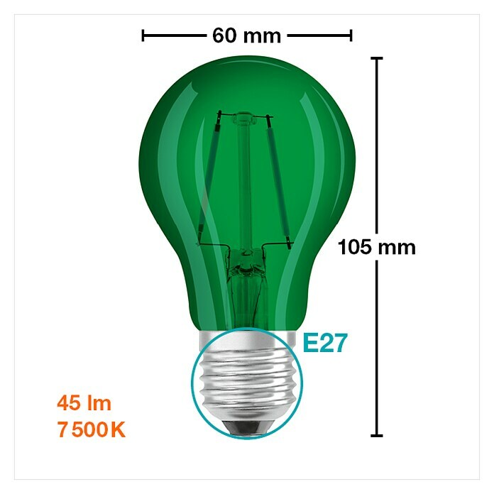 Osram Star LED svjetiljka (1,6 W, E27, Boja svjetla: Zelena, Bez prigušivanja, Kruškoliko)