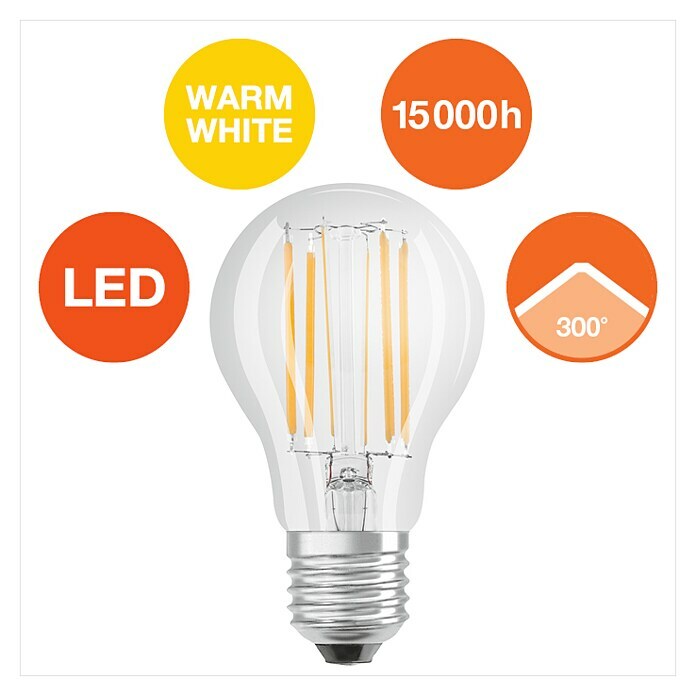 Osram LED-Leuchtmittel Retrofit Classic A (8 W, E27, A60, Warmweiß, Nicht Dimmbar, Klar)