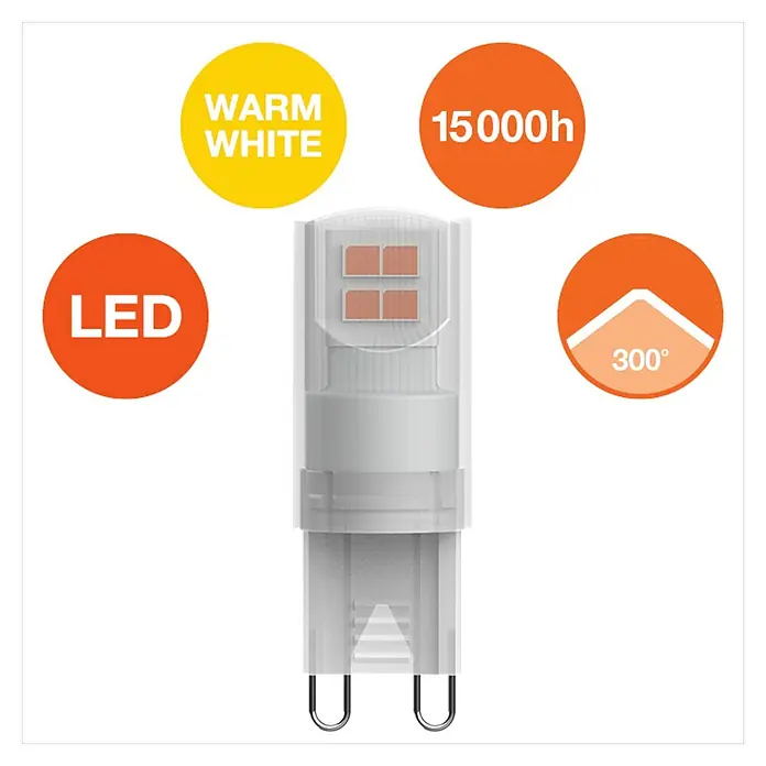 Osram LED-Lampe Pin G9 - G9, Nicht Dimmbar, Warmweiß, 180 lm, 19 W - LED-Leuchtmittel: Warmweiß, 15000h Lebensdauer und 300° Abstrahlwinkel.