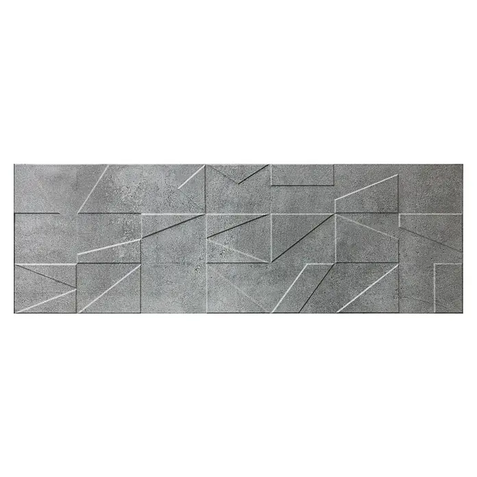Revestimiento de pared Madox City - 90 x 30 cm, Antracita, Mate - Baldosa de pared 3D gris con patrones geométricos. La baldosa añade un toque moderno y elegante a cualquier habitación con su textura única.