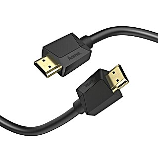 Hama Cable HDMI (Negro, 2 m, 48 Gbit/s, Contactos con chapado dorado)