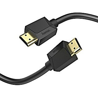 Hama Cable HDMI (Negro, 1 m, 48 Gbit/s, Contactos con chapado dorado)