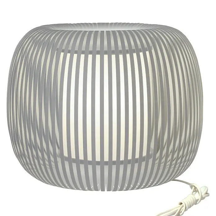 Idp Lampshades Lámpara de sobremesa Juliette - 40 W, L x An x Al: 27 x 27 x 22 cm, Gris, E27 - Lámpara de mesa moderna con un diseño cilíndrico simple y una pantalla de listones gris claro para un ambiente acogedor.