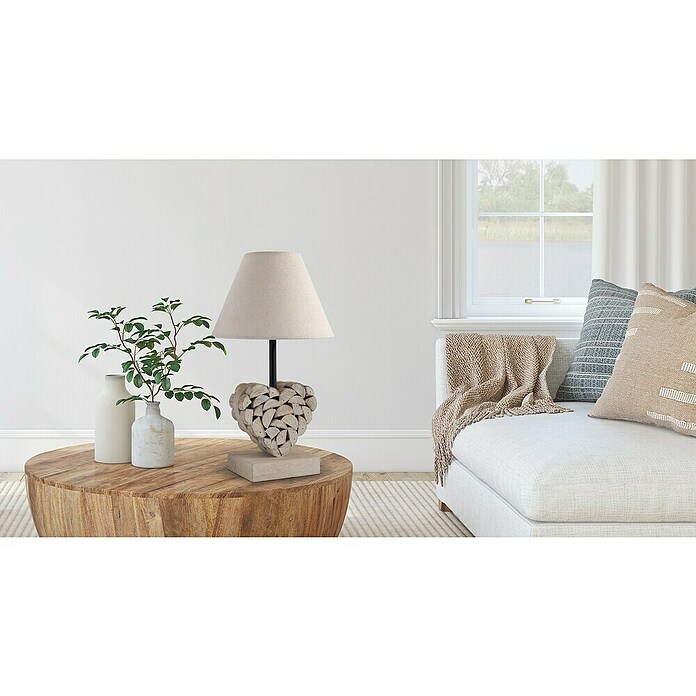 Idp Lampshades Lámpara de sobremesa Carlita (40 W, L x An x Al: 20 x 20 x 36 cm, Natural, E27) | BAUHAUS