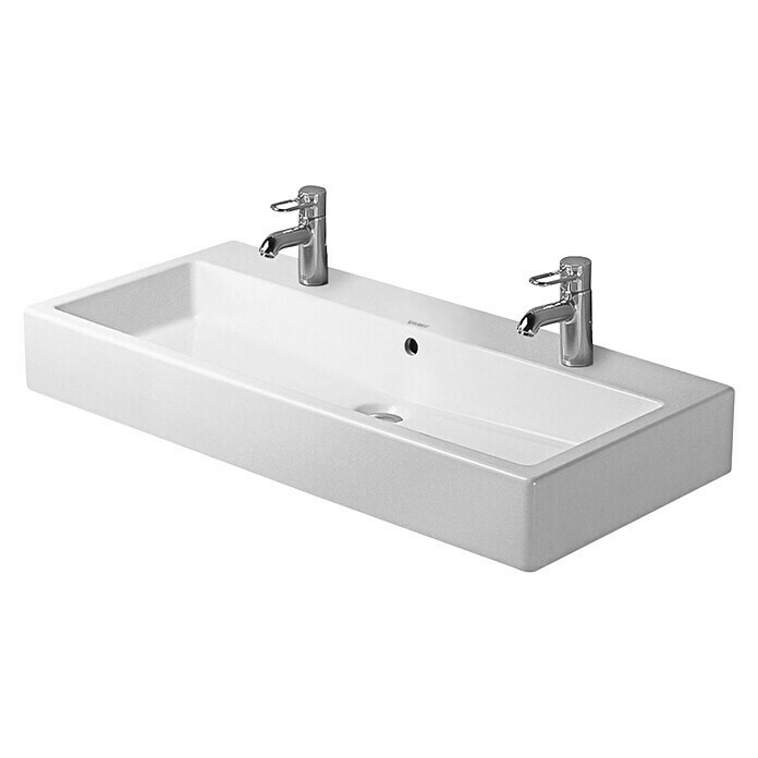 Duravit Vero Air Doppelwaschtisch120 x 47 cm, Mit schmutzabweisender Glasur, Hahnloch: Mitte, Mit Überlauf, Weiß, Geschliffen Front View