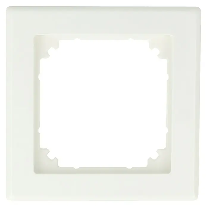 Merten M-SMART Abdeckrahmen 478119 - Polarweiß glänzend, 1-fach, Kunststoff - Weißer Adapterrahmen mit quadratischer, gezackter Aussparung für Elektroinstallationen, ideal für moderne Innenräume.