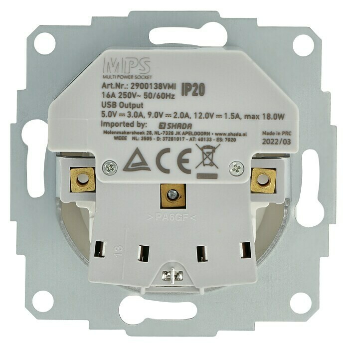 USB-Steckdose Typ A/C (16 A, 2 USB-Anschlüsse, Passend für: Busch