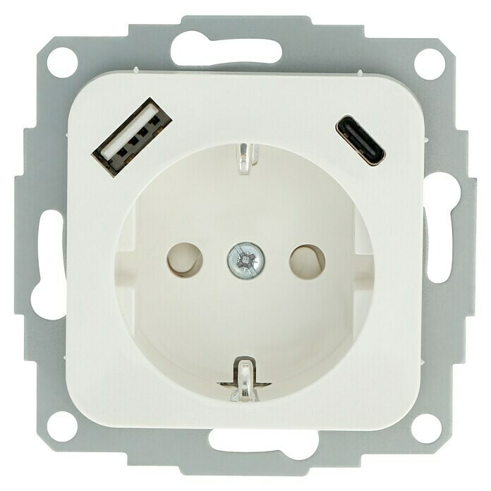 Doppel-Steckdose für 1x UP-Dose, mit/ohne USB-A/C, 2-fach unterputz  Strom-Dose