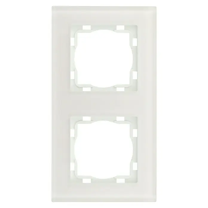 Voltomat ART Glas-Abdeckrahmen - Weiß, 2-fach - Doppelrahmen für Schalter und Steckdosen in Weiß. Ideal für eine moderne und stilvolle Wandgestaltung im Haus, gefertigt aus hochwertigem Material.