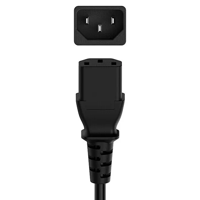Hama Netzkabel 3-pol.-Kaltgerätezuleitung - Schwarz, Länge: 1,5 m - Schwarzer IEC C13 Stromkabelstecker und passende C14 Buchse für Elektronikgeräte.