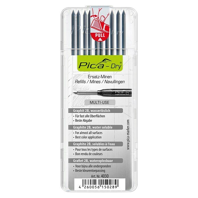 Pica Navullingen Dry Graphite 4030 (10 st., Passend bij: Pica Markeerpotlood 3030) | BAUHAUS