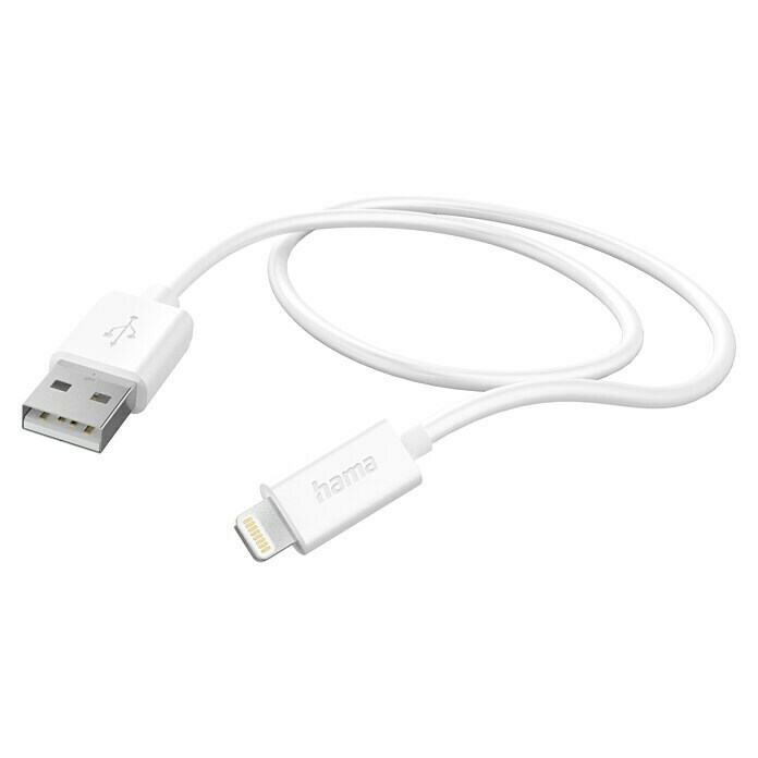 Hama USB-Kabel USB-A - Lightning (Weiß, Länge: 1 m, Lightning-Stecker)