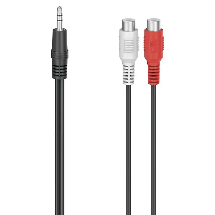 Hama Audio-Adapter 2x Cinch-Kupplung - 3,5-mm-Klinken-Stecker - Länge: 0,1 m - Audio-Adapterkabel mit 3,5-mm-Klinkenstecker auf 2 Cinch-Stecker für vielseitige Audioverbindungen, ideal für Musik und mehr.