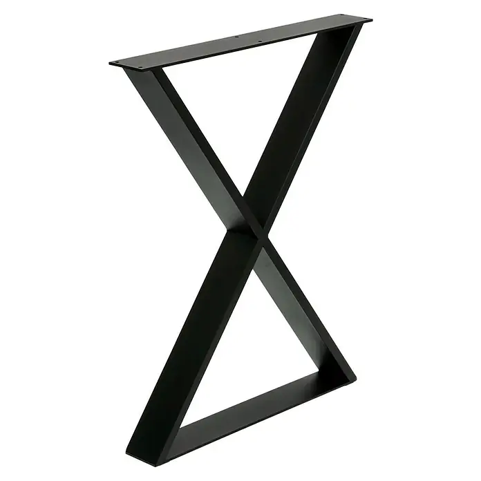 Tischgestell Strong - L x B x H: 58 x 8 x 71,2 cm, Traglast: 250 kg, Stahl, Schwarz - Schwarzes X-förmiges Tischbein aus Metall, das Stabilität und modernes Design für jeden Tisch bietet.\n