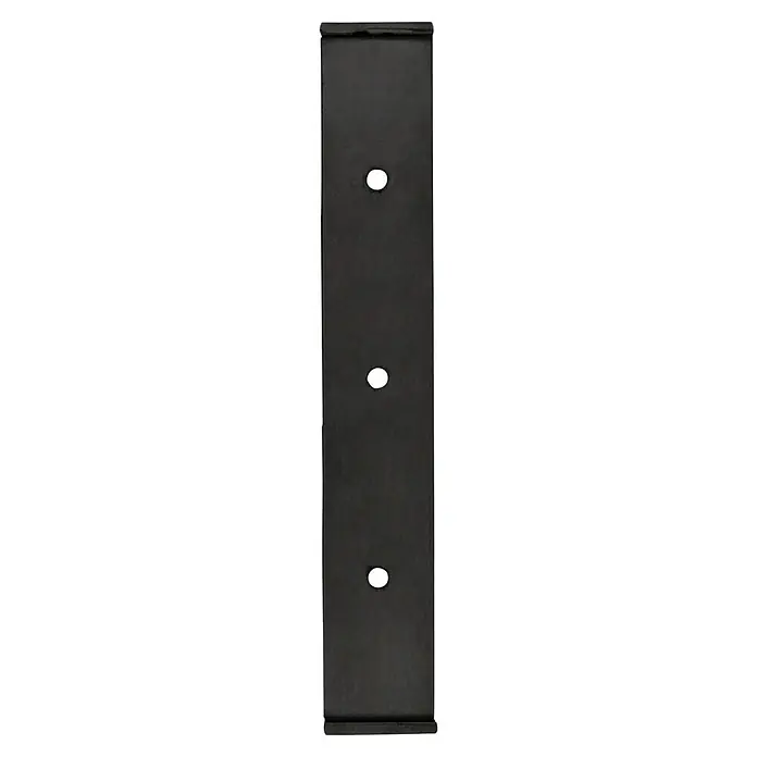 Möbelfuß Strong - L x B x H: 4 x 25 x 35 cm, Traglast: 250 kg, Stahl, Schwarz - Schwarzes, rechteckiges Metallstück mit drei Löchern zur Befestigung von Geräten.