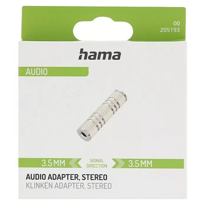 Hama Audio-Adapter Stereo - 3,5-mm-Klinkenkupplung - Hama metallischer 3,5mm Stereo-Klinkenadapter (Buchse-zu-Buchse Kupplung).