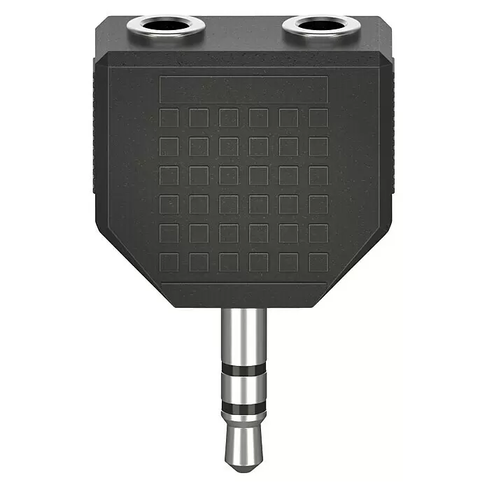 Hama Audio-Adapter 3,5-mm-Klinkenstecker - 3,5-mm-Klinkenkupplung - Schwarzer 3,5-mm-Audio-Splitter mit einem Stecker und zwei Buchsen für Kopfhörer oder Lautsprecher.
