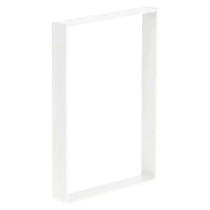 Möbelfuß Strong - L x B x H: 4 x 25 x 35 cm, Traglast: 250 kg, Stahl, Weiß - Das Bild zeigt einen schwebenden, weißen quadratischen Rahmen, der sich ideal für moderne, minimalistische Innenräume eignet und für einen Blickfang sorgt.