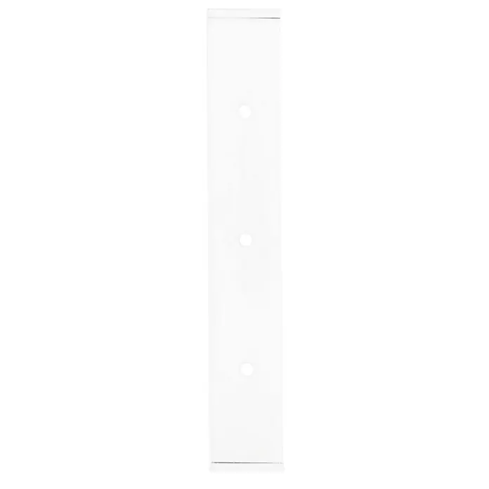 Möbelfuß Strong - L x B x H: 4 x 25 x 35 cm, Traglast: 250 kg, Stahl, Weiß - Aufnahme eines weißen Regals mit drei Löchern darauf, perfekt für die Organisation und Aufbewahrung von Gegenständen im Haus.