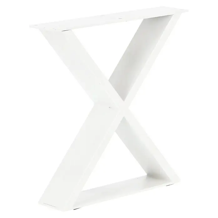 Tischgestell Strong - L x B x H: 38 x 8 x 38,2 cm, Traglast: 250 kg, Stahl, Weiß - Nahaufnahme eines weißen, modernen Tischgestells in X-Form, das ein minimalistisches Design und klare Linien zeigt. Ideal für zeitgenössische Möbel.