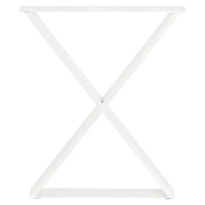 Tischgestell Strong - L x B x H: 58 x 80 x 71,2 cm, Traglast: 250 kg, Stahl, Weiß - Ein weißes Tischgestell in X-Form. Es ist minimalistisch und modern designt, ideal für Esstische oder Schreibtische und bietet eine stabile Basis.